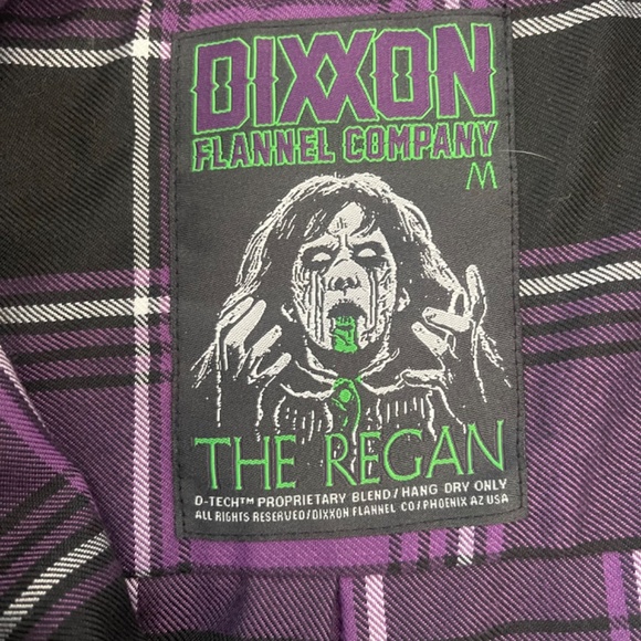Dixxon Flannel The Regan Purple Plaid Shirt Horror Collab D-Tech Exorcist Sz M - Picture 3 of 10